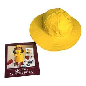 American Girl Molly Slicker Rain Hat & Pamphlet Yellow Vinyl Doll Accessory Vtg